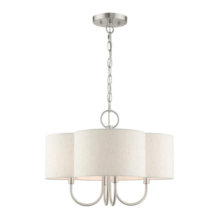 Livex Solstice 4 Light Chandelier, Brushed Nickel - 45806-91