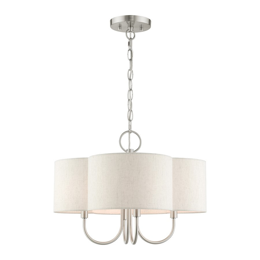 Livex Solstice 4 Light Chandelier, Brushed Nickel - 45806-91