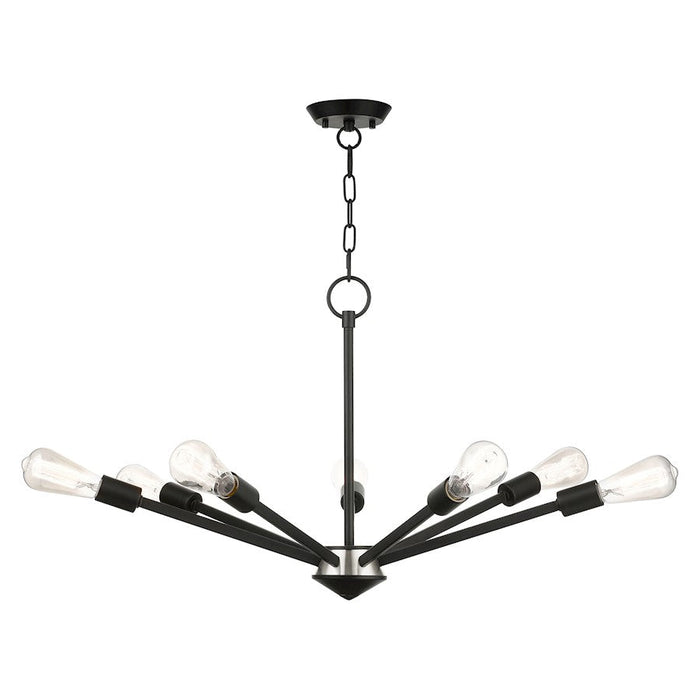 Livex Prague 7 Light Chandelier, Black with Brushed Nickel Accents - 45837-04