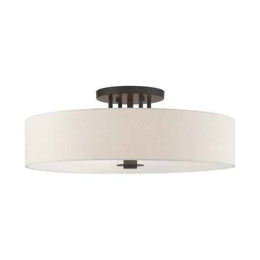 Livex Meridian 6 Light Drum Semi Flush Mount, English Bronze - 45848-92
