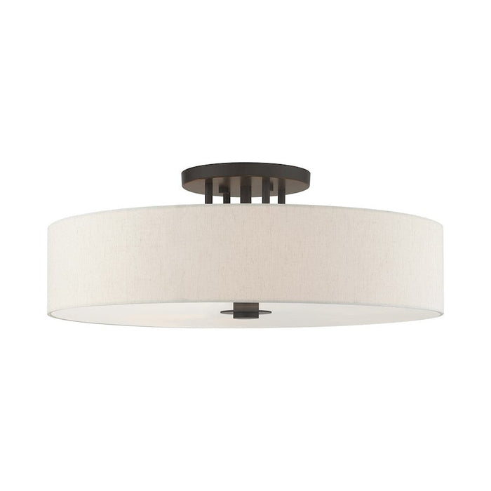 Livex Meridian 6 Light Drum Semi Flush Mount, English Bronze - 45848-92