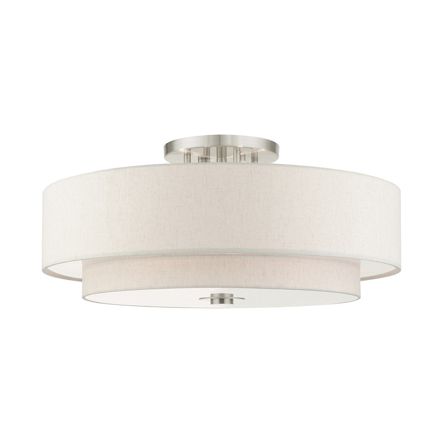 Livex Meridian 6 Light Semi Flush Mount, Brushed Nickel - 45849-91