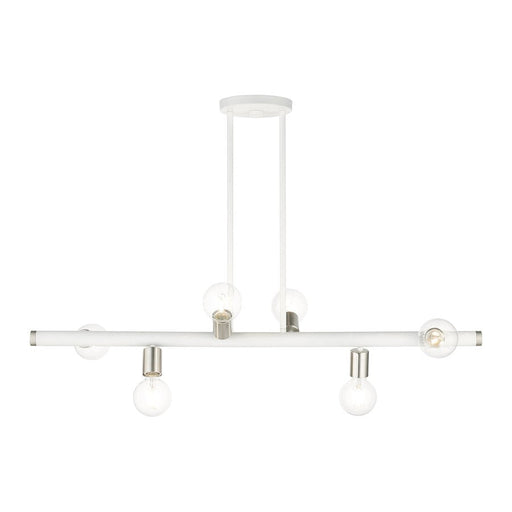 Livex Bannister 6 Light Linear Chandelier, White - 45866-03