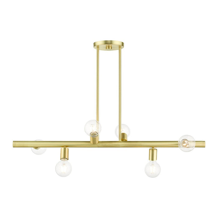 Livex Bannister 6 Light Linear Chandelier, Satin Brass - 45866-12