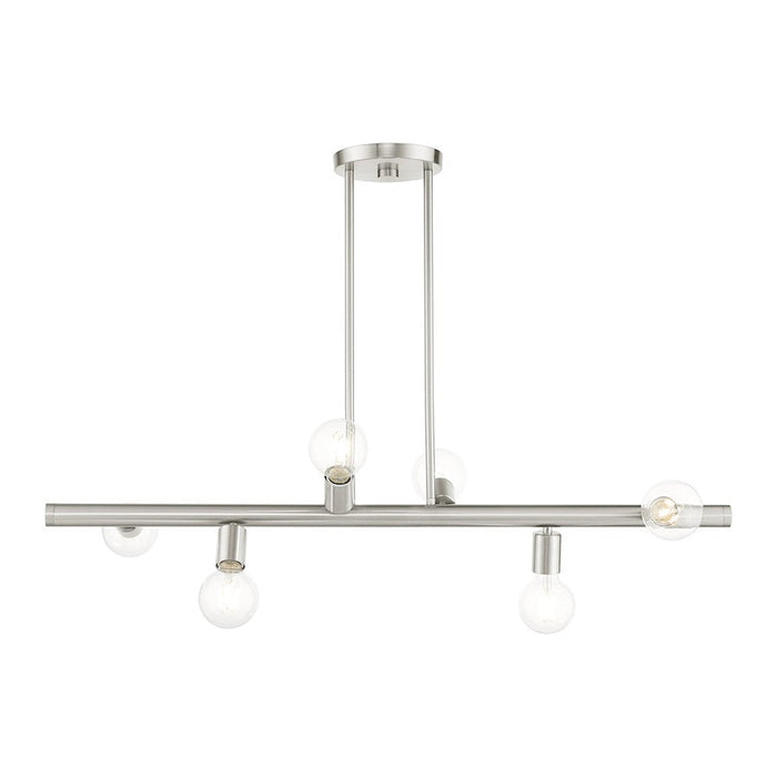 Livex Bannister 6 Light Linear Chandelier, Brushed Nickel - 45866-91