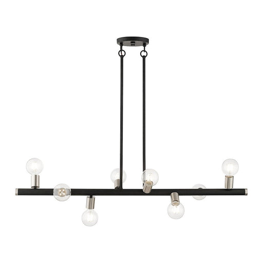 Livex Bannister 8 Light Large Linear Chandelier, Black/Brushed Nickel - 45868-04