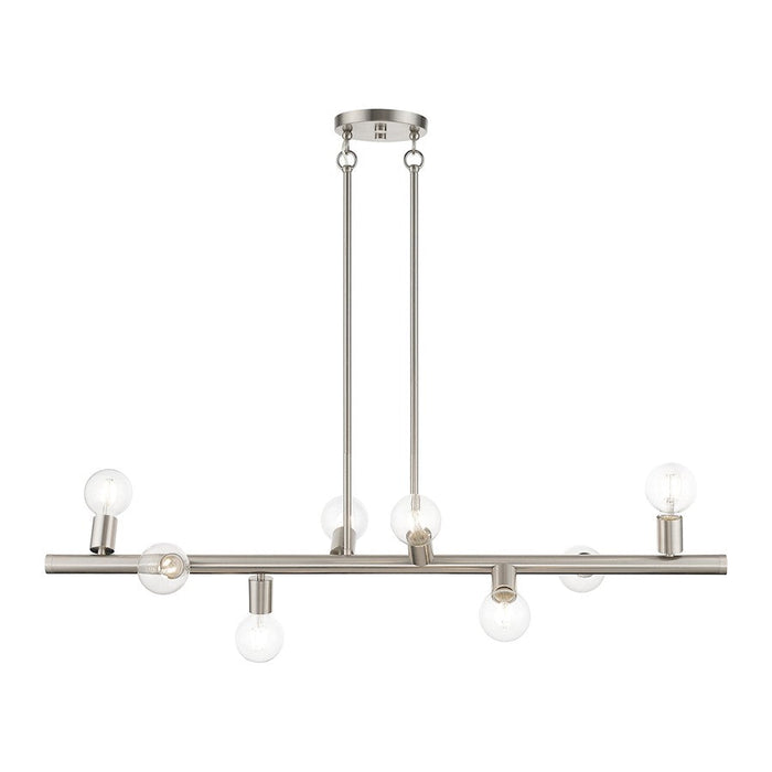 Livex Bannister 8 Light Large Linear Chandelier, Brushed Nickel - 45868-91