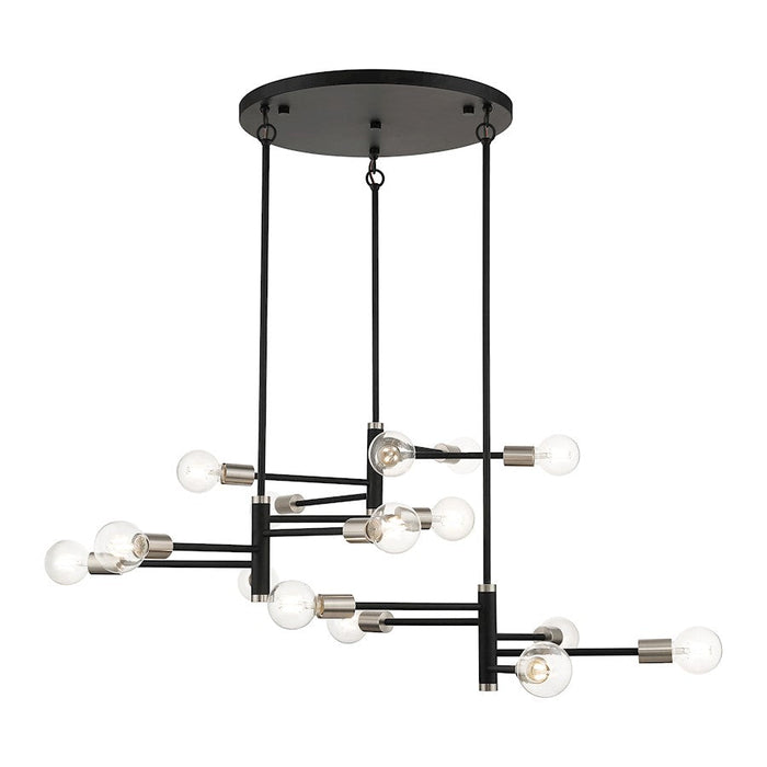 Livex Bannister 15 Light XL Chandelier, Black/Nickel Accents - 45869-04