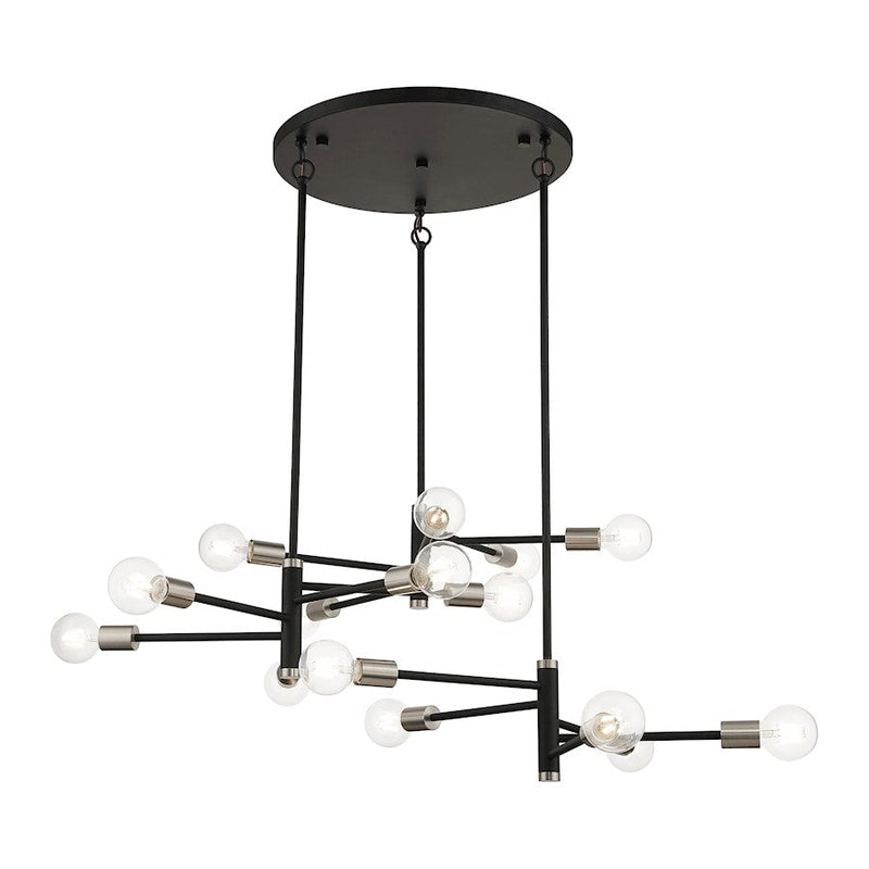 Livex Bannister 15 Light Xl Chandelier, Black/Nickel Accents