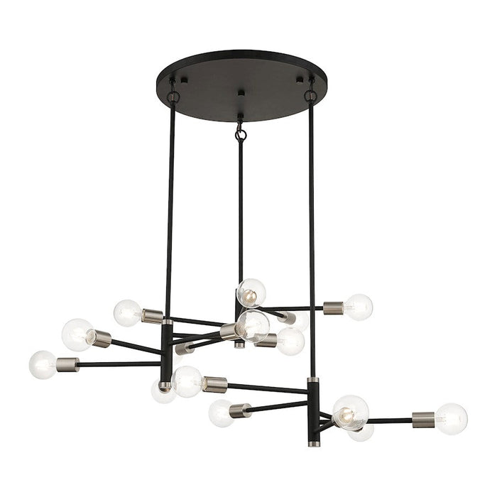 Livex Bannister 15 Light Xl Chandelier, Black/Nickel Accents