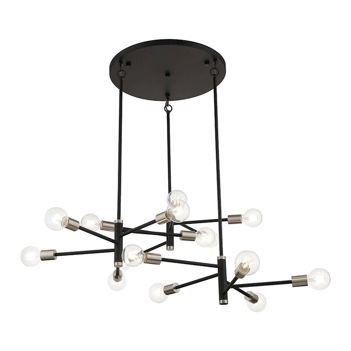 Livex Bannister 15 Light Xl Chandelier, Black/Nickel Accents