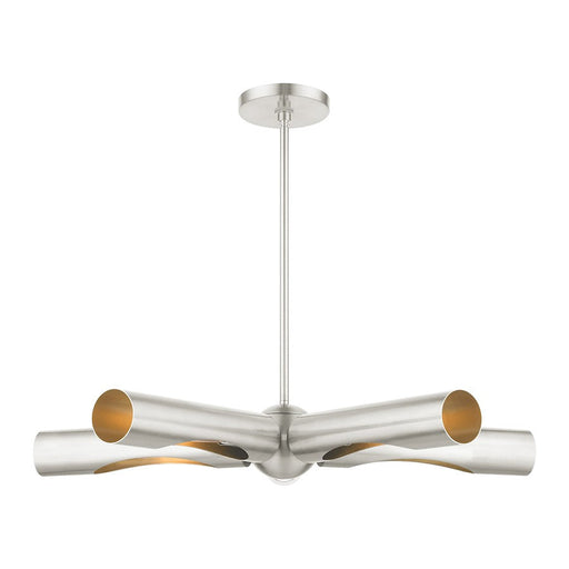 Livex Novato 5 Light Chandelier, Brushed Nickel/Gold - 45895-91