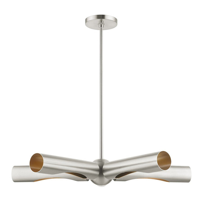 Livex Novato 5 Light Chandelier, Brushed Nickel/Gold