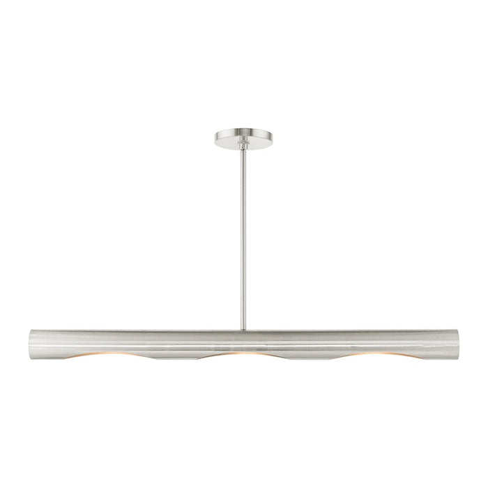 Livex Novato 3 Light Linear Chandelier, Brushed Nickel - 45897-91