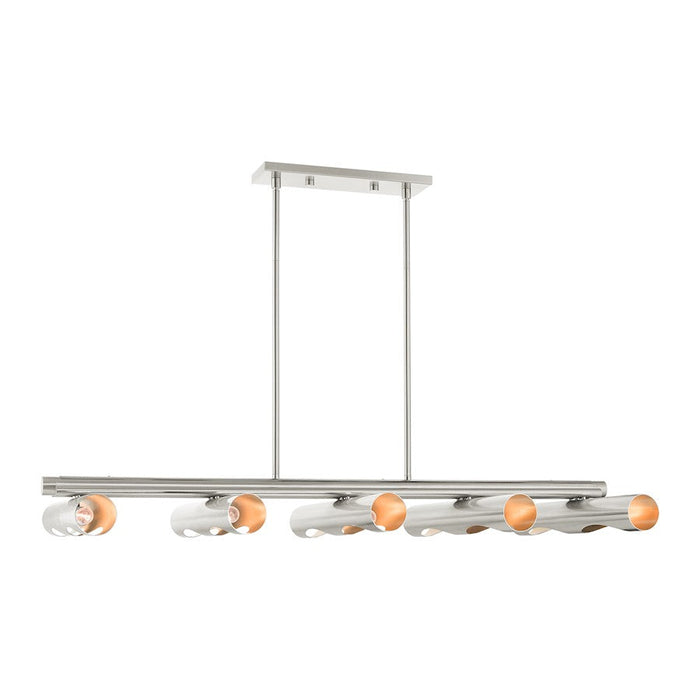 Livex Novato 10 Light Linear Chandelier, Brushed Nickel - 45898-91