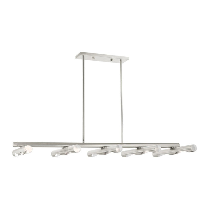 Livex Acra 10 Light Linear Chandelier, Brushed Nickel - 45918-91