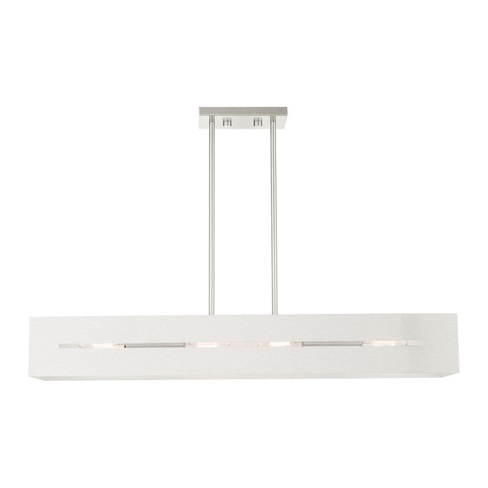 Livex Soma 4 Light Linear Chandelier, Brushed Nickel - 45957-91