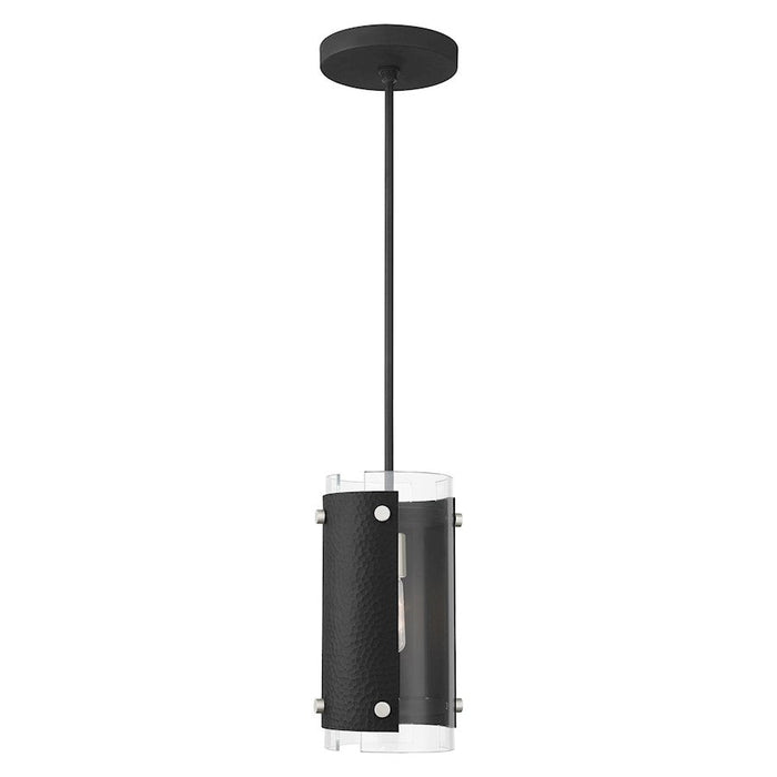 Livex Barcelona 1 Light Pendant, Black with Nickel Accents/Clear - 45991-04