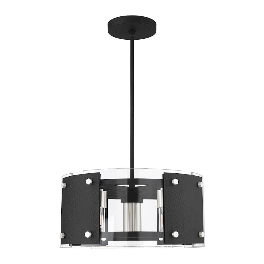 Livex Barcelona 23.25" 7 Light Pendant Chandelier, Black/Nickel/Clear - 45994-04