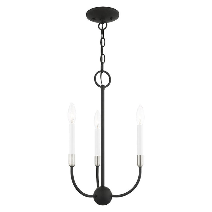 Livex Clairmont 3 Light Chandelier, Black with Brushed Nickel Accents - 46063-04