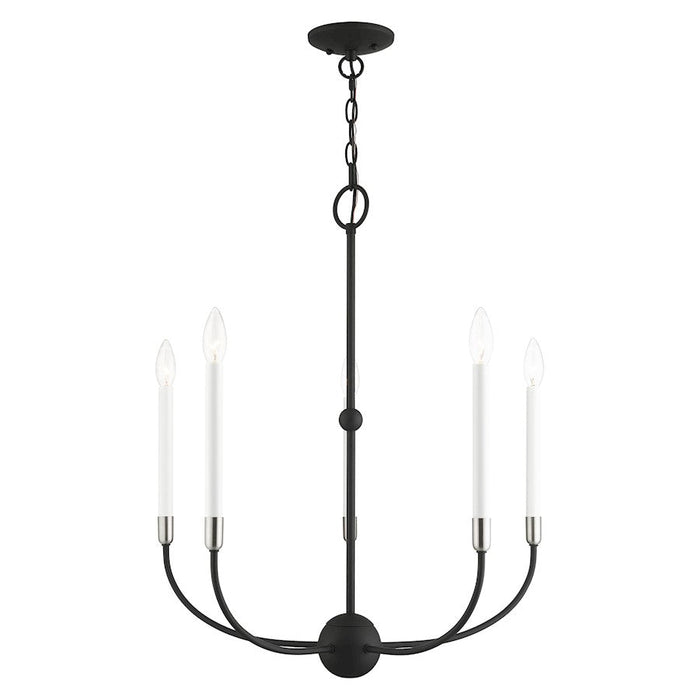 Livex Clairmont 5 Light Chandelier, Black with Brushed Nickel Accents - 46065-04