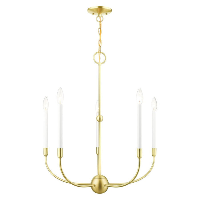 Livex Clairmont 5 Light Chandelier, Satin Brass - 46065-12