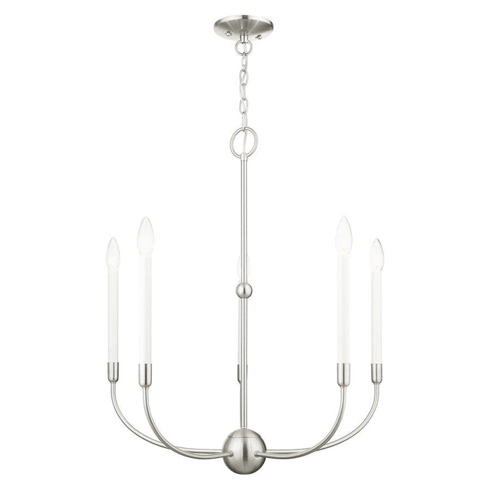 Livex Clairmont 5 Light Chandelier, Brushed Nickle - 46065-91