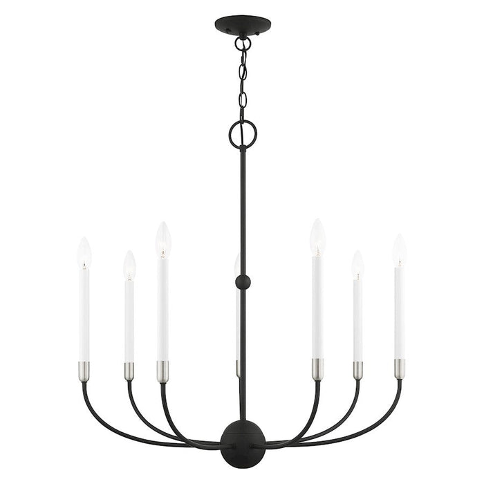 Livex Clairmont 7 Light Chandelier, Black with Brushed Nickel Accents - 46067-04