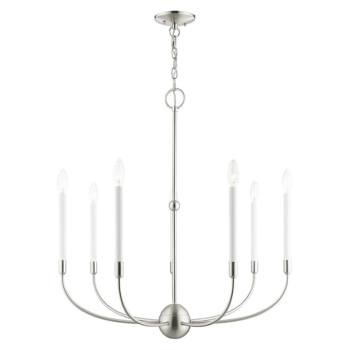 Livex Clairmont 7 Light Chandelier, Brushed Nickel - 46067-91