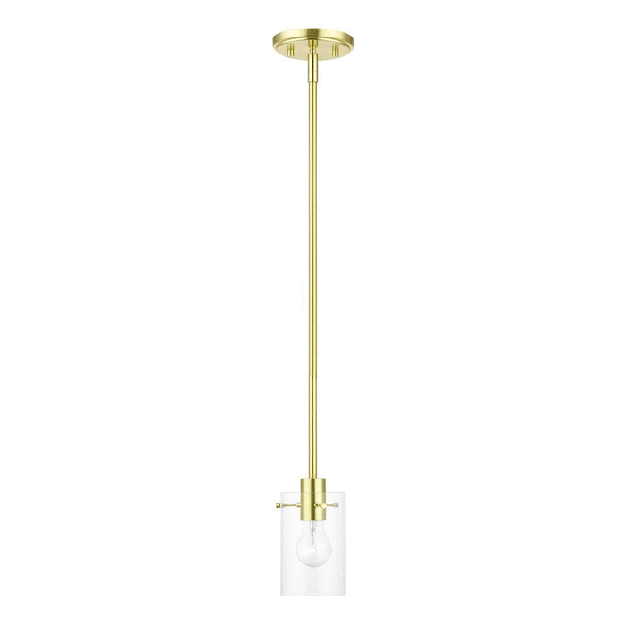 Livex Munich 1 Light Single Pendant, Satin Brass/Clear - 46151-12