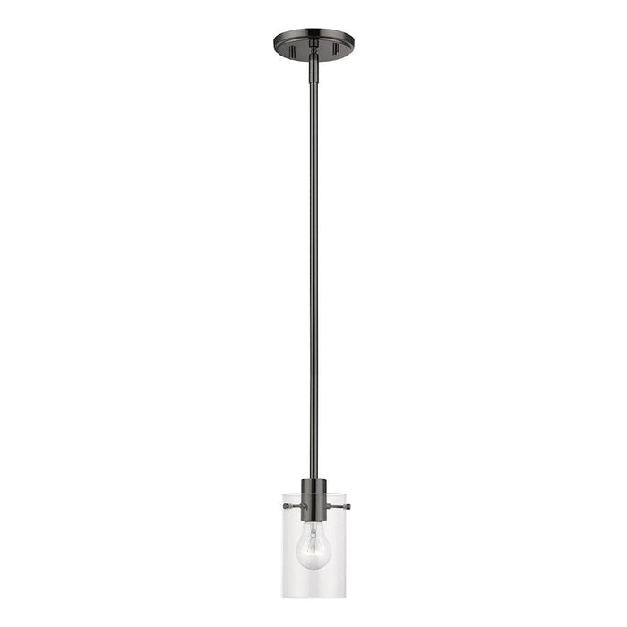 Livex Munich 1 Light Single Pendant, Black Chrome/Clear - 46151-46