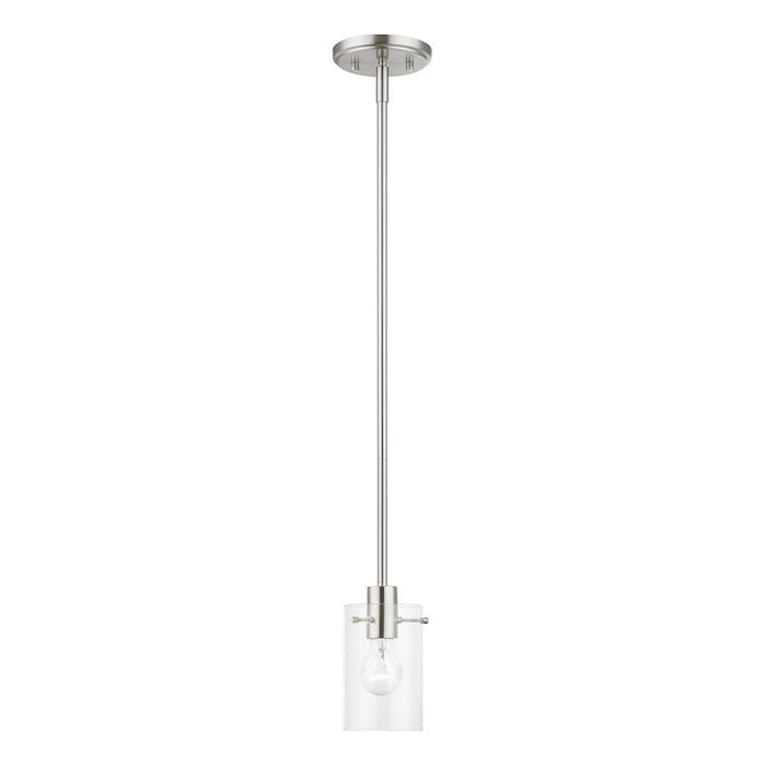 Livex Munich 1 Light Single Pendant, Brushed Nickel/Clear - 46151-91