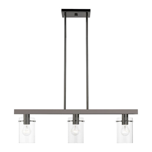 Livex Munich 3 Light Linear Chandelier, Black Chrome/Clear - 46153-46