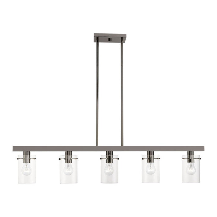 Livex Munich 5 Light Linear Chandelier, Black Chrome/Clear - 46155-46