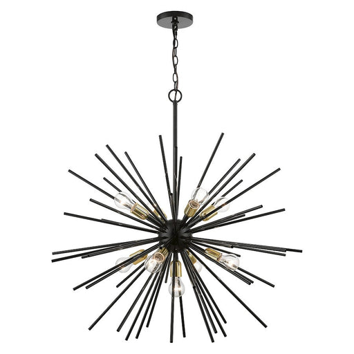 Livex Tribeca 9 Light Foyer Pendant Chandelier, Black/Brass/Iron - 46176-68