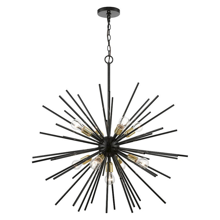 Livex Tribeca 9 Light Foyer Pendant Chandelier, Black/Brass/Iron - 46176-68