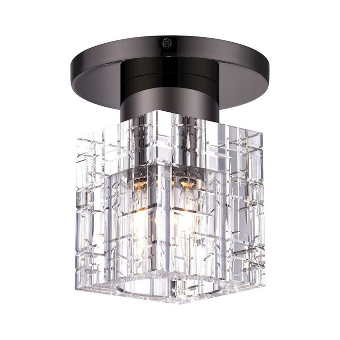 Livex Rotterdam 1 Lt Crystal Semi-Flush Mount, Black Chrome/Crystal - 46180-46