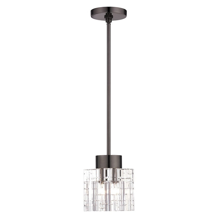 Livex Rotterdam 1 Light Crystal Semi-Flush, Black Chrome/Crystal - 46181-46