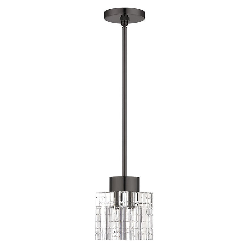 Livex Rotterdam 1 Light Crystal Semi-Flush, Black Chrome/Crystal