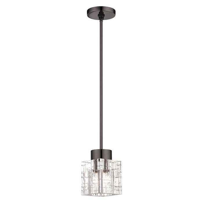 Livex Rotterdam 1 Light Crystal Semi-Flush, Black Chrome/Crystal