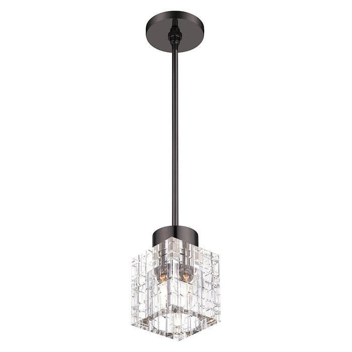 Livex Rotterdam 1 Light Crystal Semi-Flush, Black Chrome/Crystal