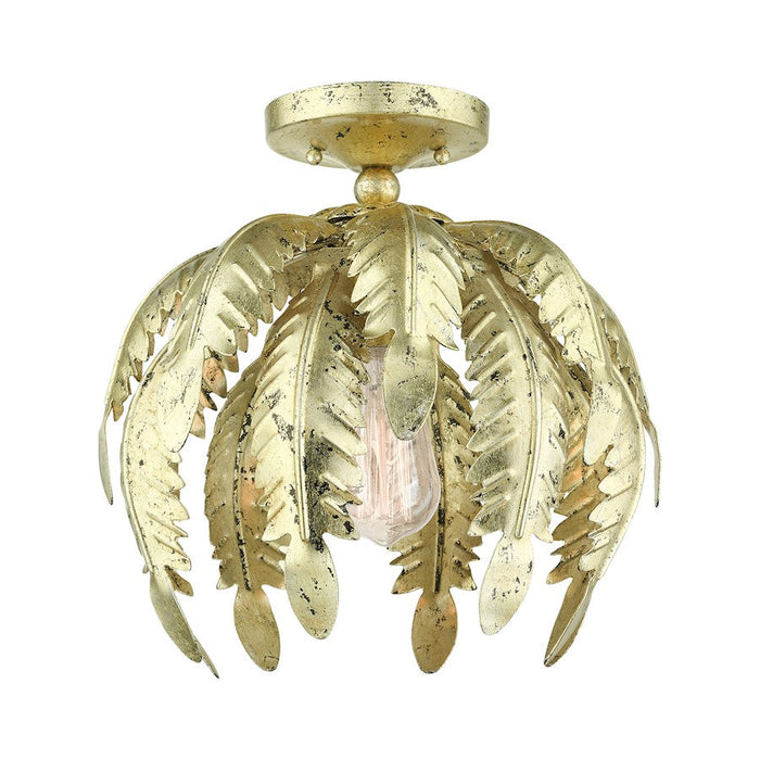 Livex Acanthus 1 Light Semi Flush Mount, Winter Gold - 46231-28