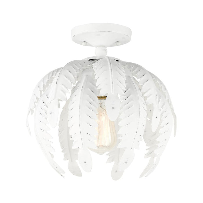 Livex Acanthus 1 Light Semi Flush Mount, Antique White - 46231-60