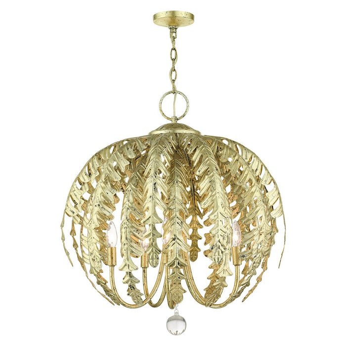 Livex Acanthus 5 Light Chandelier, Winter Gold - 46235-28