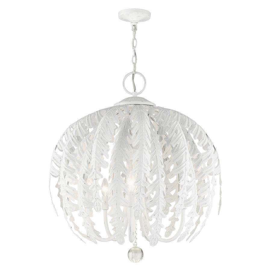 Livex Acanthus 5 Light Chandelier, Antique White - 46235-60