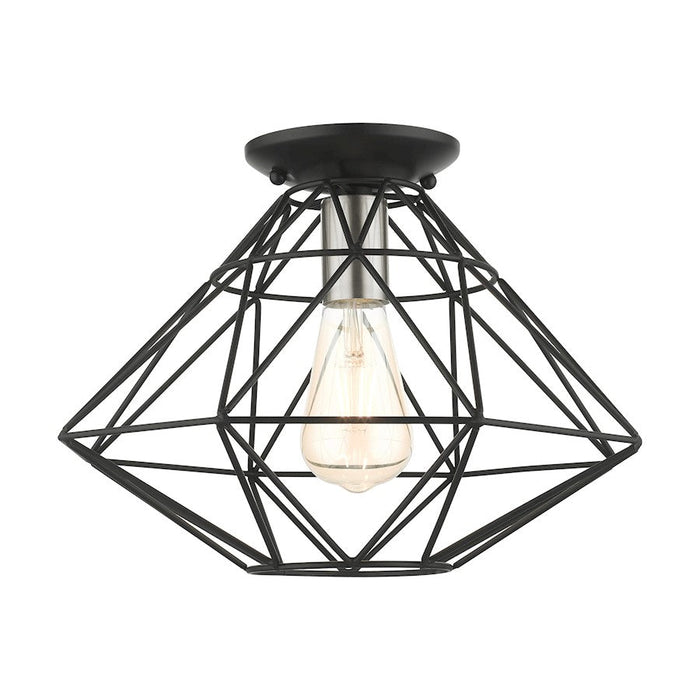 Livex Geometric 1 Light Flush Mount, Black - 46248-04