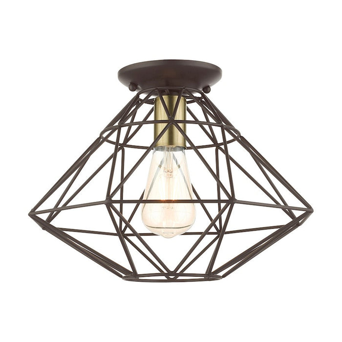 Livex Geometric 1 Light Flush Mount, Bronze - 46248-07