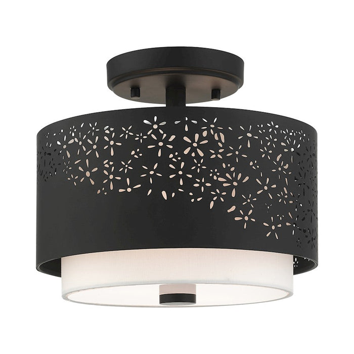 Livex Noria 2 Light Semi Flush Mount, Black - 46267-04