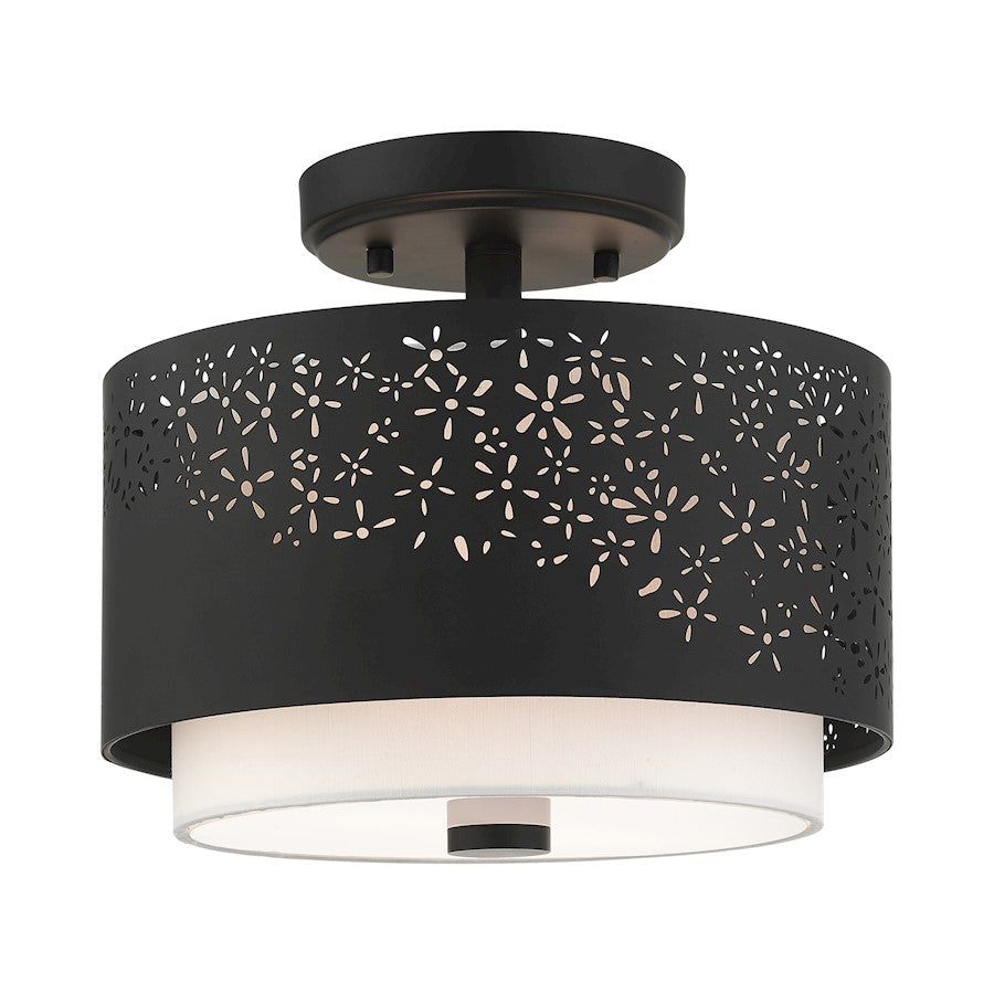 Livex Noria 2 Light Semi Flush Mount, Black - 46267-04