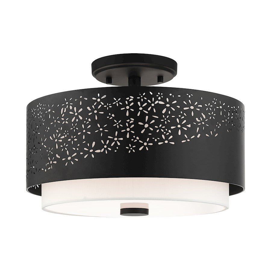 Livex Noria 3 Light Semi Flush Mount, Black - 46268-04